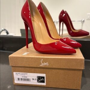 Christian Louboutin Red so kate 120 Patent Leather Stiletto Heels FLAMENCO